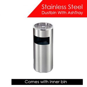 Stainless Steel Dustbin with Ashtray