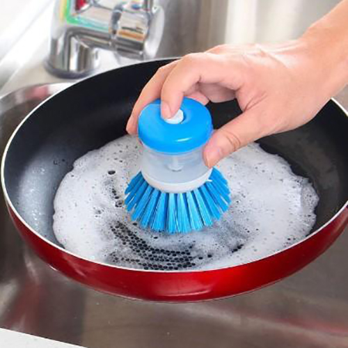 Kitchen Dish Washing Brush With Soap Dispenser Palm Liquid Refill Scrubber  Tool